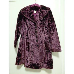 Vintage 1960's Crushed Velvet Coat Fitted A-Line Hippy Gothic Deep Purple Size 5